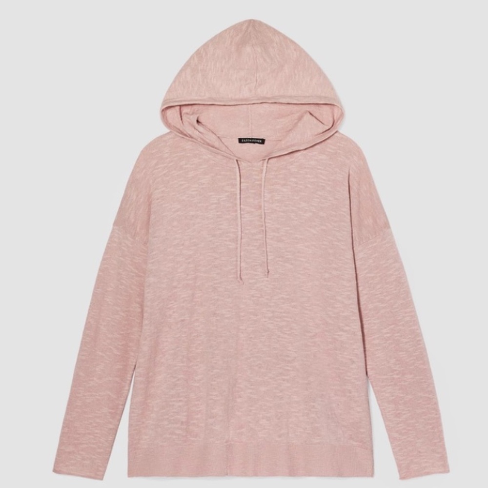 Eileen Fisher Organic Cotton Linen Slub Hooded Top, Light Plum, Size Large, NWT